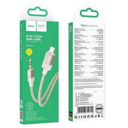 Lyd Kabel Lightning - 3.5mm HOCO UPA32A, 1m, Gull