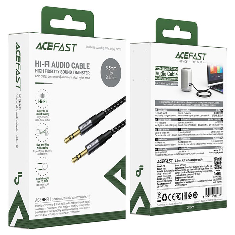 Audio Kabel 3.5mm - 3.5mm Acefast J10, 1m, Svart