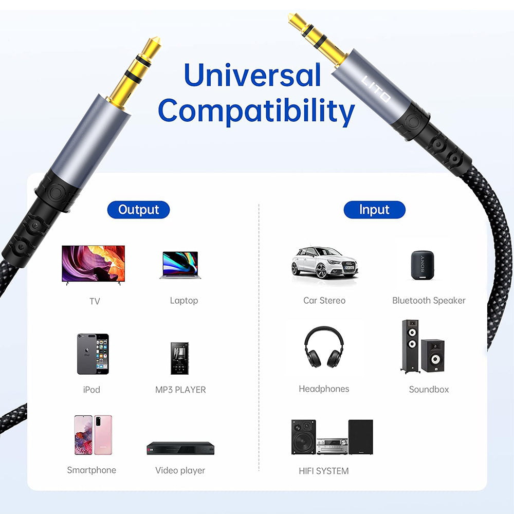 Audio Kabel 3.5mm - 3.5mm Lito LA01D, 1m, Svart