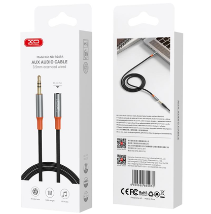 Audio Kabel 3.5mm - 3.5mm XO Design NB-R269A, 1m, Svart
