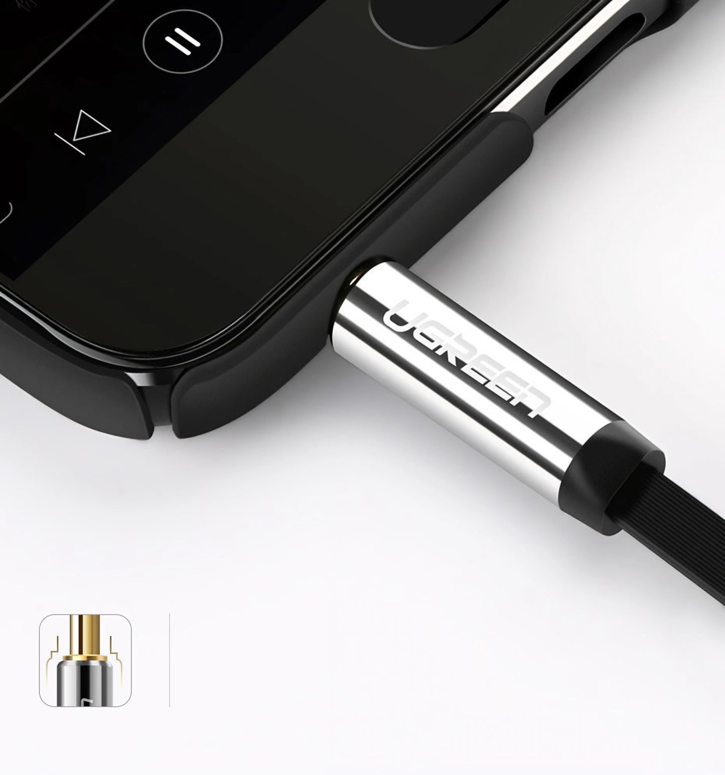 Audio Kabel 3.5mm - 3.5mm UGREEN AV119 Angled, 1.5m, Svart
