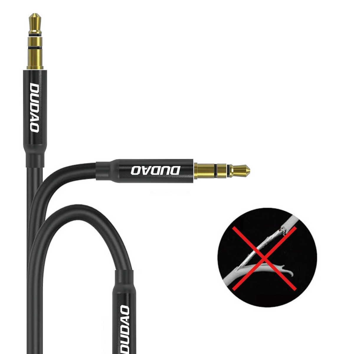 3,5 mm lydkabel - 3,5 mm Dudao L12s, 1 m, svart