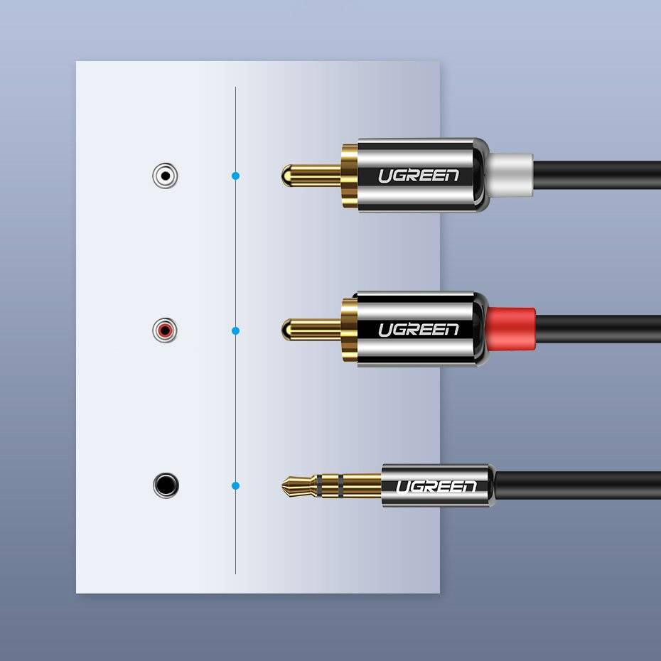 Audio Kabel 3.5mm - 2 x RCA UGREEN AV116, 2m, Svart