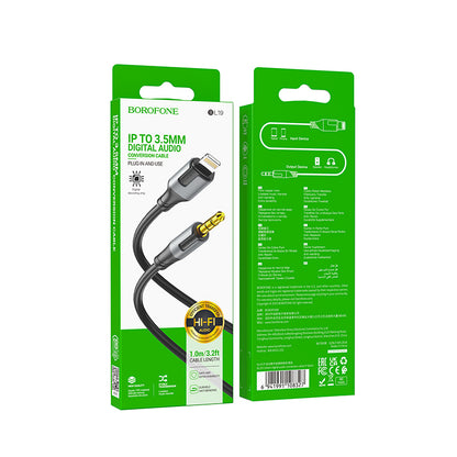 Lyd Kabel Lightning - 3.5mm Borofone BL19 Creator, 1m, Svart