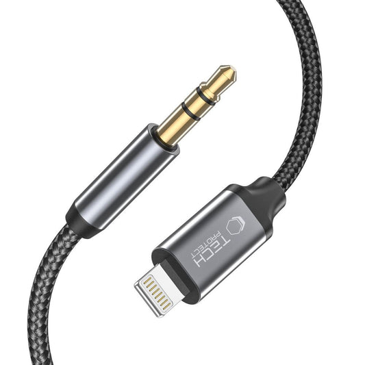 Lyd Kabel Lightning - 3.5mm Tech-Protect Ultraboost, 1m, Svart