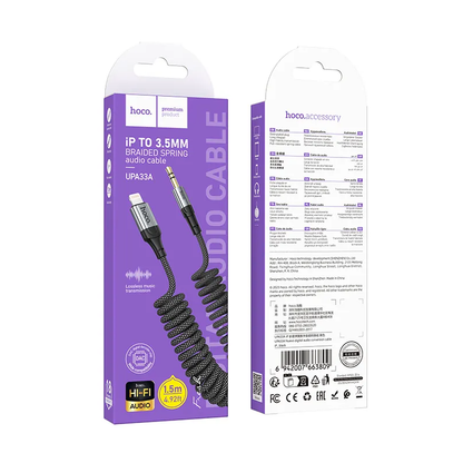 Lyd kabel Lightning - 3.5mm HOCO UPA33A, 1.5m, Svart