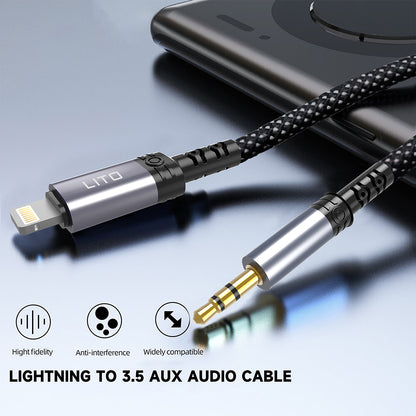Lyd Kabel Lightning - 3.5mm Lito LA01L, 1m, Svart