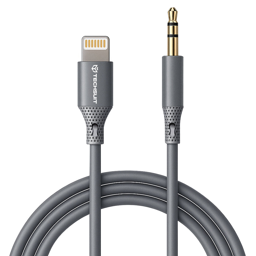 Lyd Kabel Lightning - 3.5mm Techsuit AC5 SoundFlex, 1m, Grå