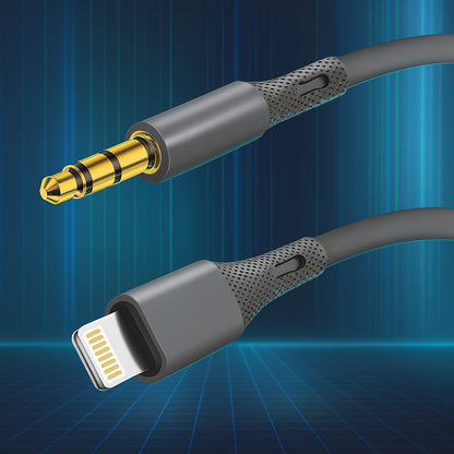 Lyd Kabel Lightning - 3.5mm Techsuit AC5 SoundFlex, 1m, Grå
