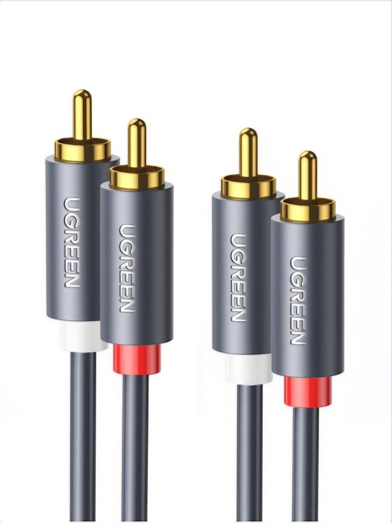 UGREEN AV104 lydkabel, 2 x RCA - 2 x RCA, 3m, Svart