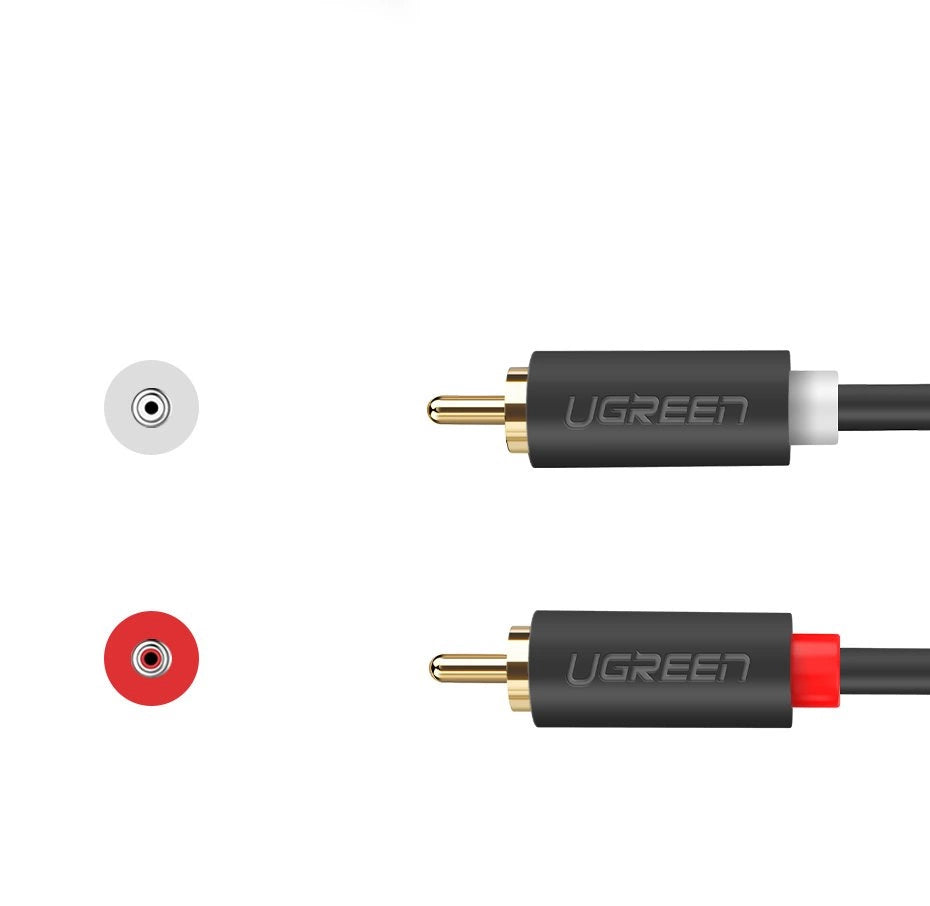 UGREEN AV104 lydkabel, 2 x RCA - 2 x RCA, 2m, Svart