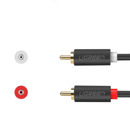 UGREEN AV104 lydkabel, 2 x RCA - 2 x RCA, 2m, Svart