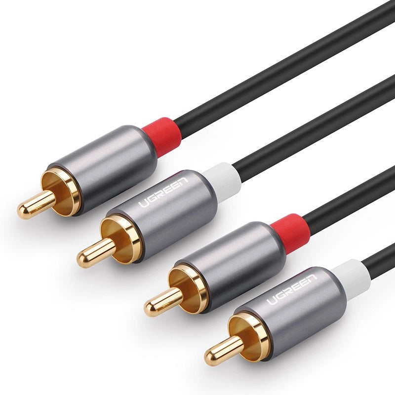 UGREEN AV104 lydkabel, 2 x RCA - 2 x RCA, 2m, Svart