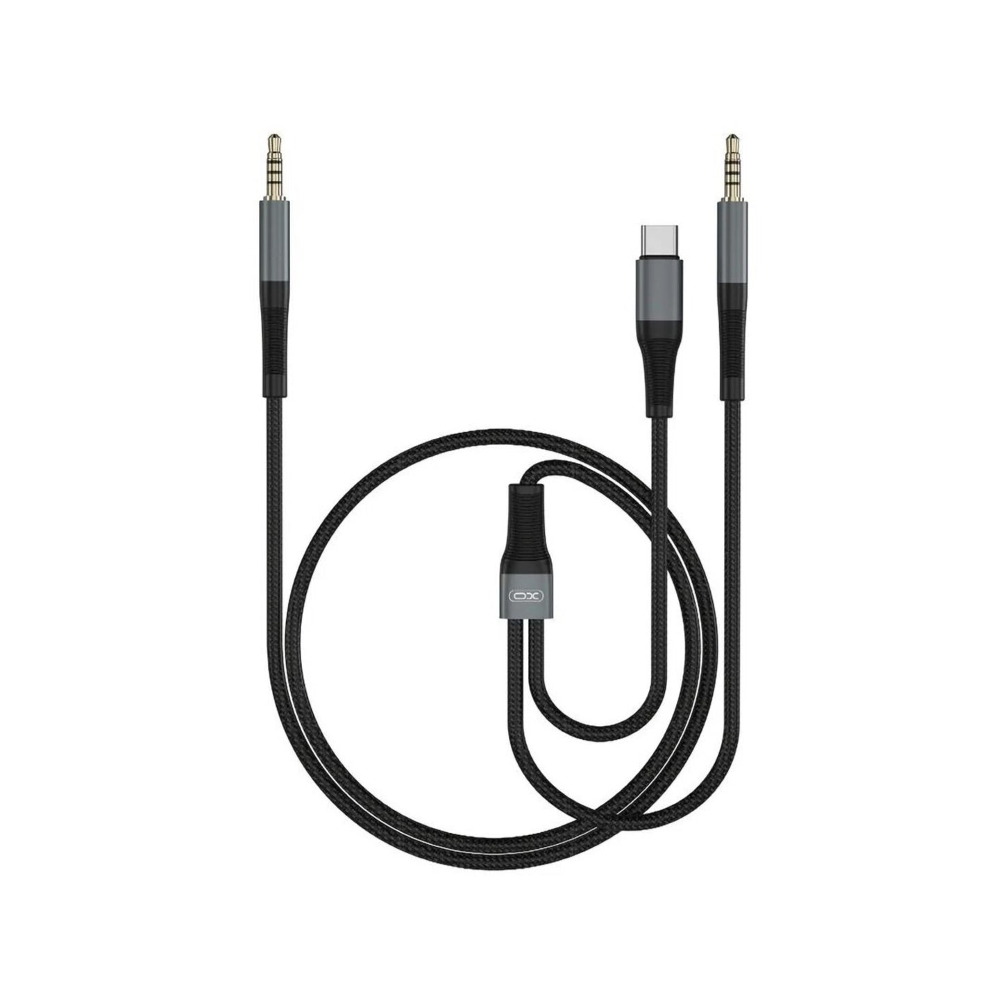 Audio-kabel USB-C / 3.5mm - 3.5mm XO Design NB178B, 1m, Svart