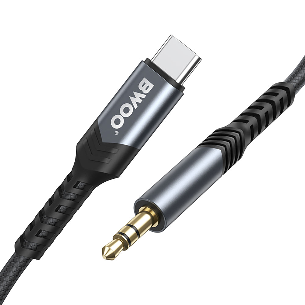 Lydkabel USB-C - 3,5 mm BWOO BO-AUX066, 1,2 m, svart 