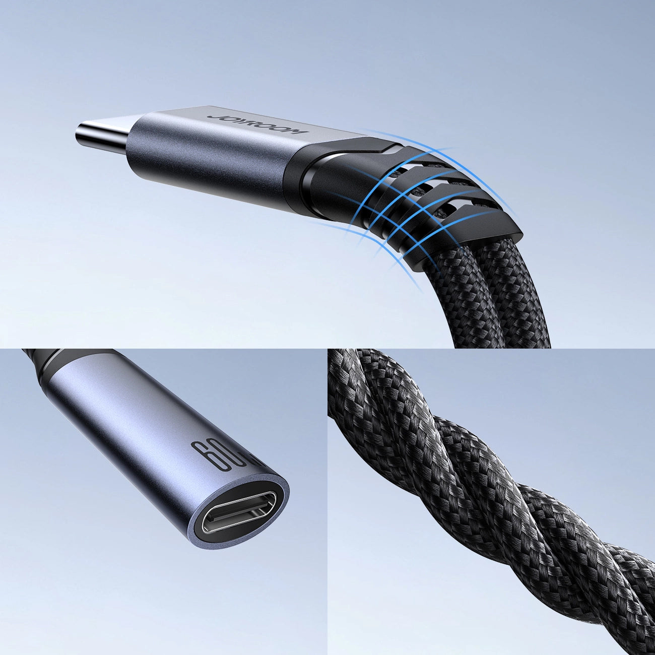 USB-C til 3,5 mm / USB-C Joyroom SY-C02 lydkabel, 0,14 m, Svart