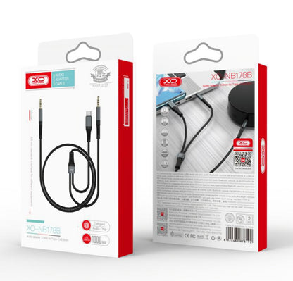 Audio-kabel USB-C / 3.5mm - 3.5mm XO Design NB178B, 1m, Svart