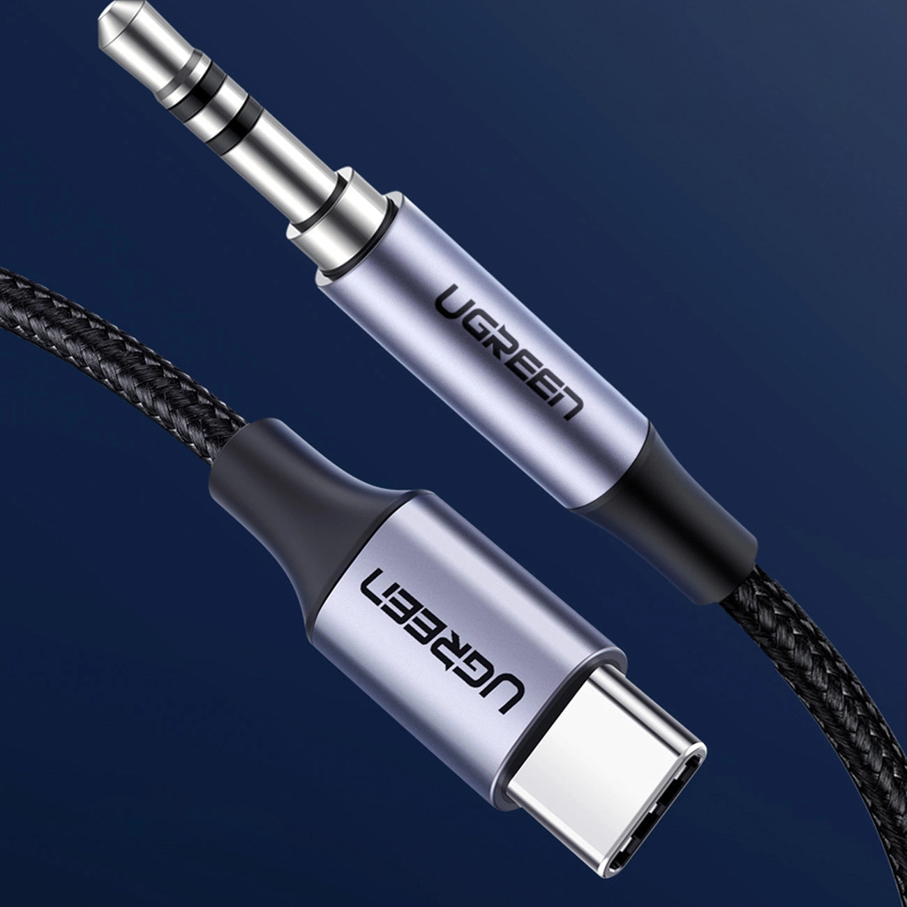Lydkabel USB-C - 3,5 mm UGREEN AV143, 1 m, grå 