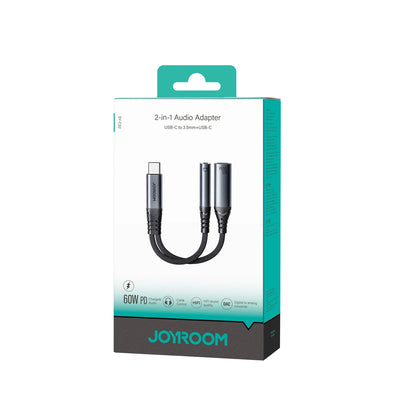 USB-C til 3,5 mm / USB-C Joyroom SY-C02 lydkabel, 0,14 m, Svart