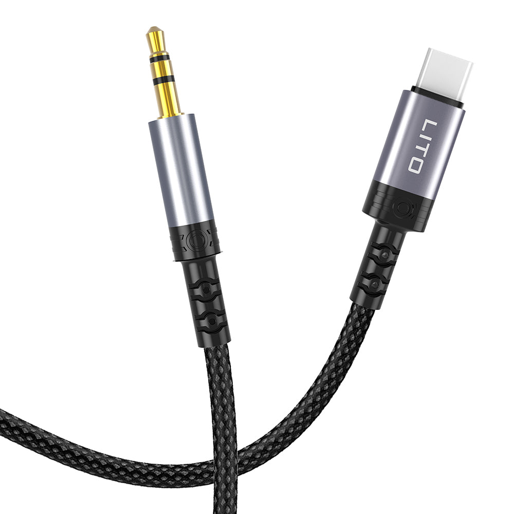 Audio-kabel USB-C - 3.5mm Lito LA01T, 1m, Svart