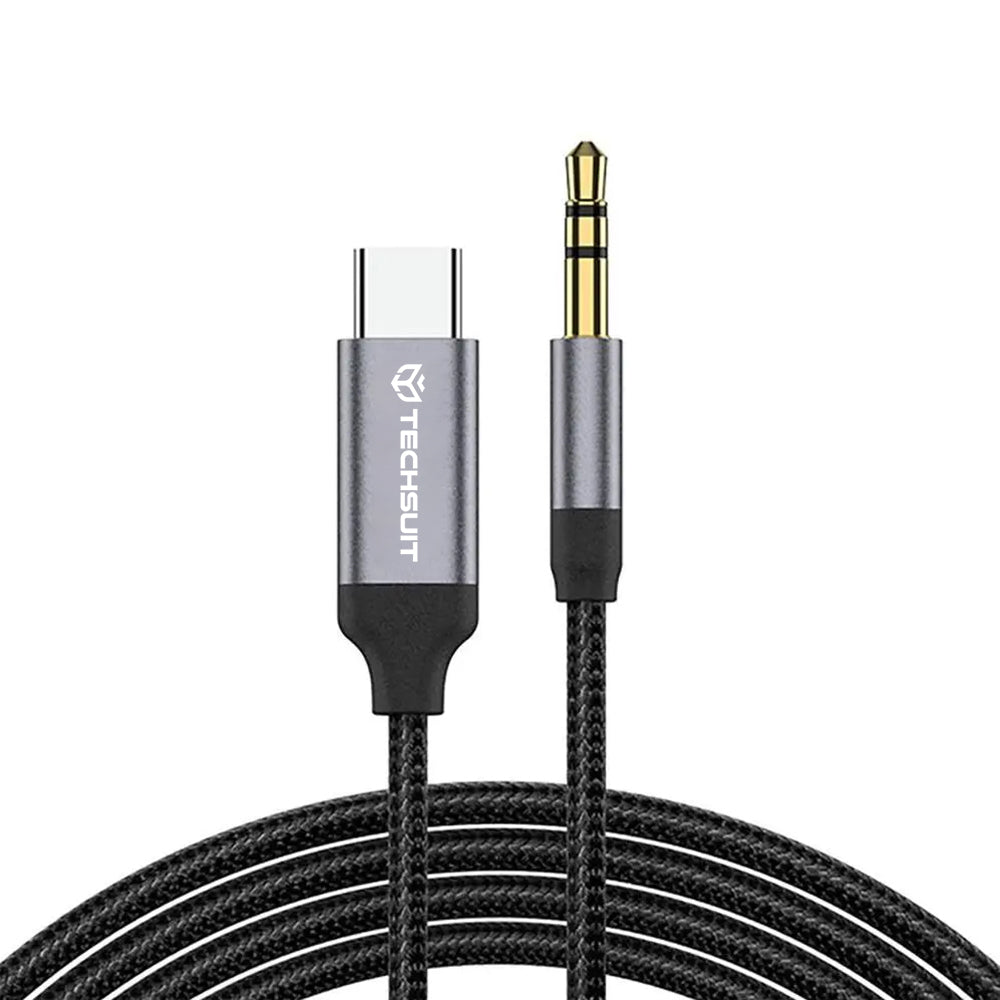 USB-C til 3.5mm lydkabel Techsuit AC11 FuseXound, 0.5m, Grå