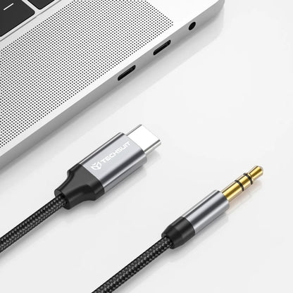 USB-C til 3.5mm lydkabel Techsuit AC11 FuseXound, 0.5m, Grå