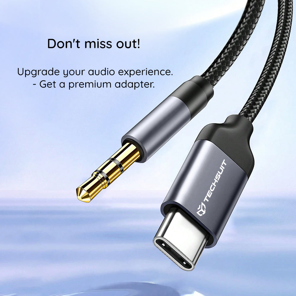 USB-C til 3.5mm lydkabel Techsuit AC11 FuseXound, 0.5m, Grå