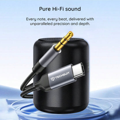 USB-C til 3.5mm lydkabel Techsuit AC11 FuseXound, 0.5m, Grå