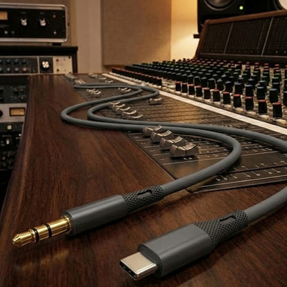 USB-C til 3.5mm Techsuit AC4 SoundFlex lydkabel, 1m, Grå