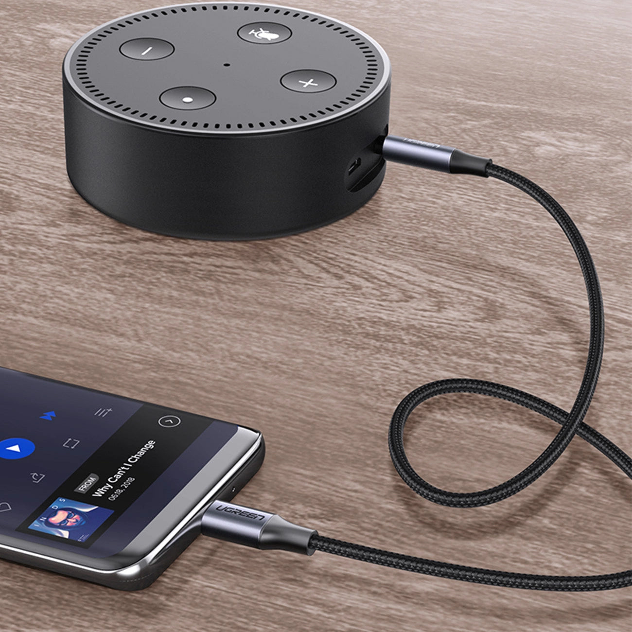 Lydkabel USB-C - 3,5 mm UGREEN AV143, 1 m, grå 