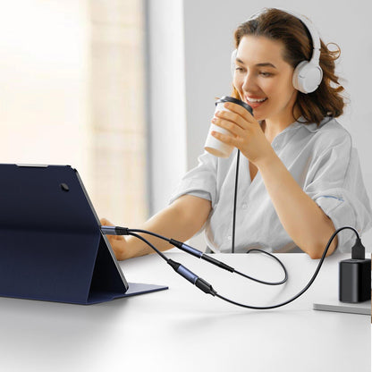USB-C til 3,5 mm / USB-C Joyroom SY-C02 lydkabel, 0,14 m, Svart