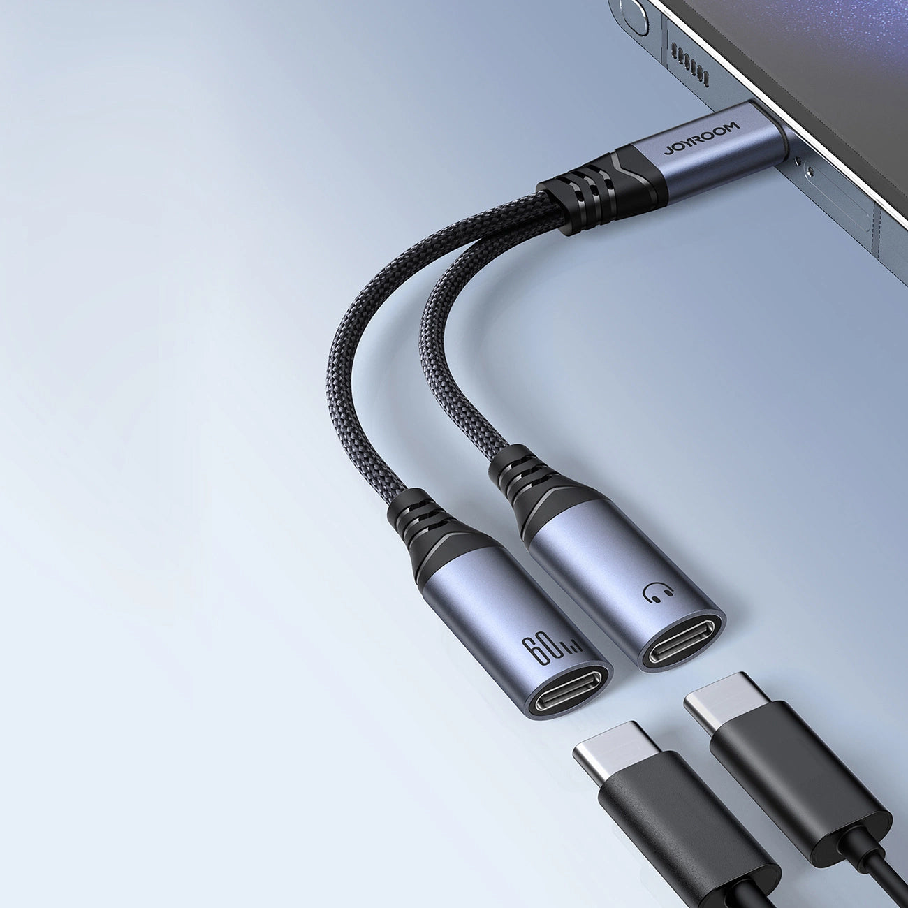 USB-C lydkabel - 2 x USB-C Joyroom SY-C03, 0,14m, Svart