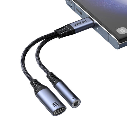 USB-C til 3,5 mm / USB-C Joyroom SY-C02 lydkabel, 0,14 m, Svart