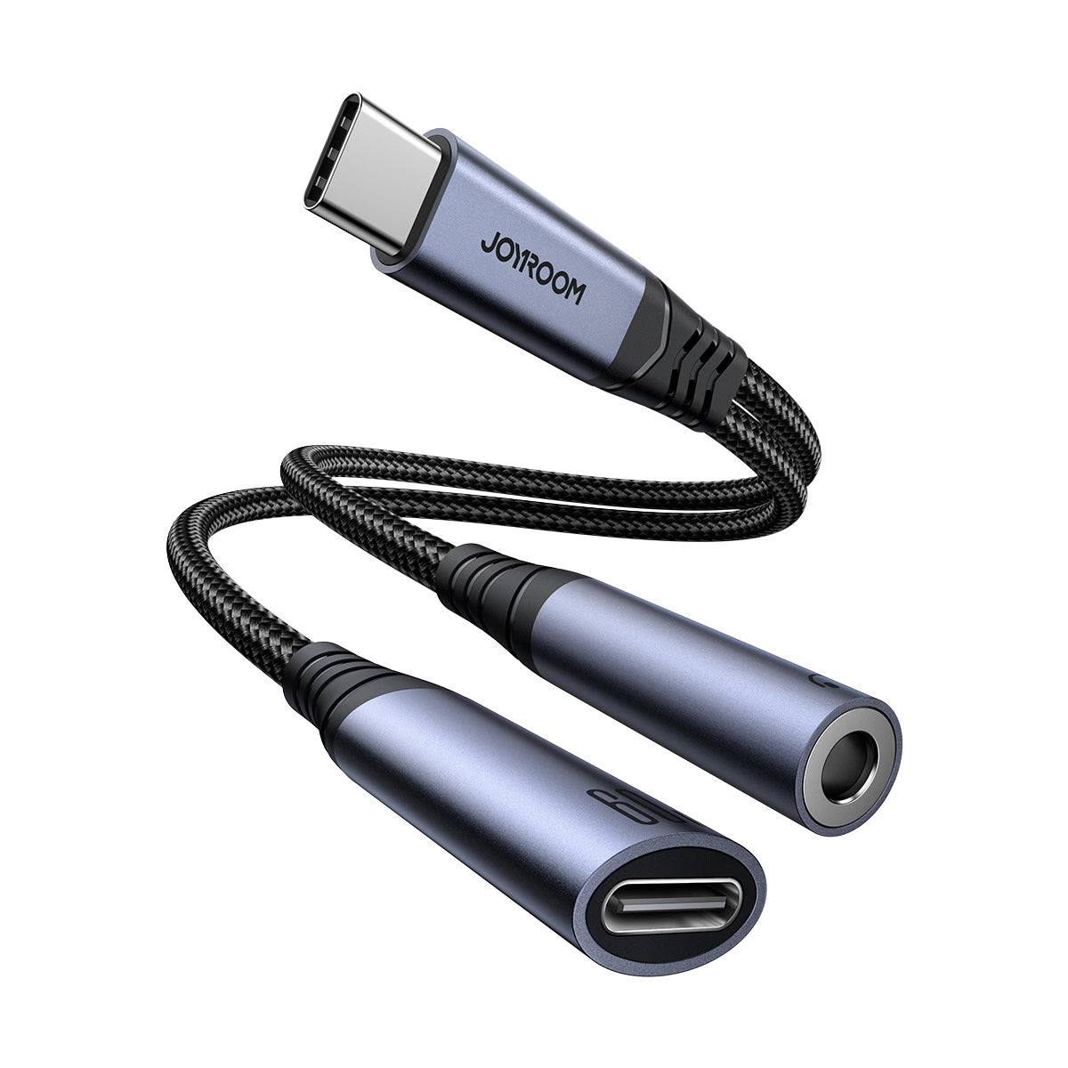 USB-C til 3,5 mm / USB-C Joyroom SY-C02 lydkabel, 0,14 m, Svart