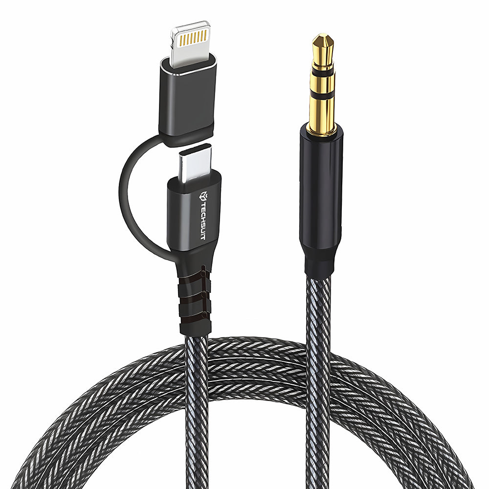 Audio Kabel USB-C / Lightning - 3.5mm Techsuit AC15 EchoSnap, 1m, Svart