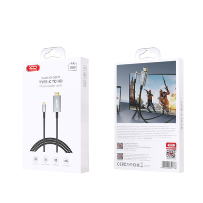 USB-C til HDMI lyd- og videokabel XO Design GB019, 1.8m, Svart