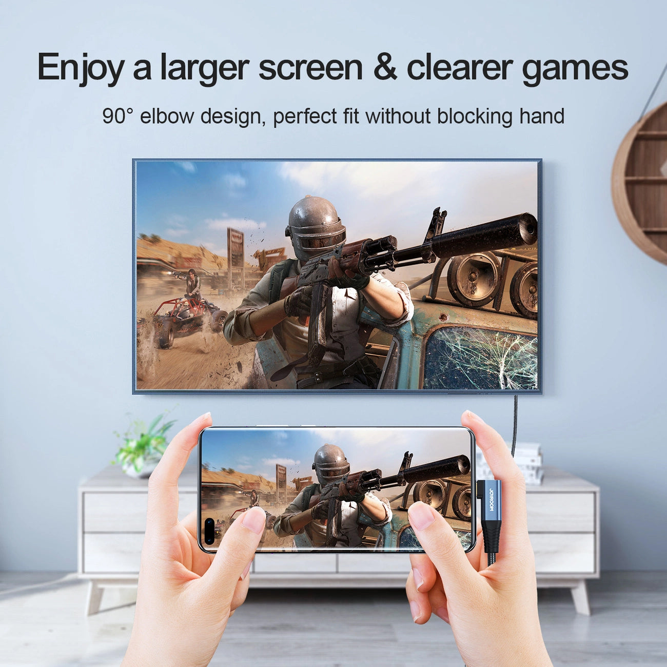 Audio- og videokabel USB-C - HDMI Joyroom SY-20C1 Angled, 2m, Grå