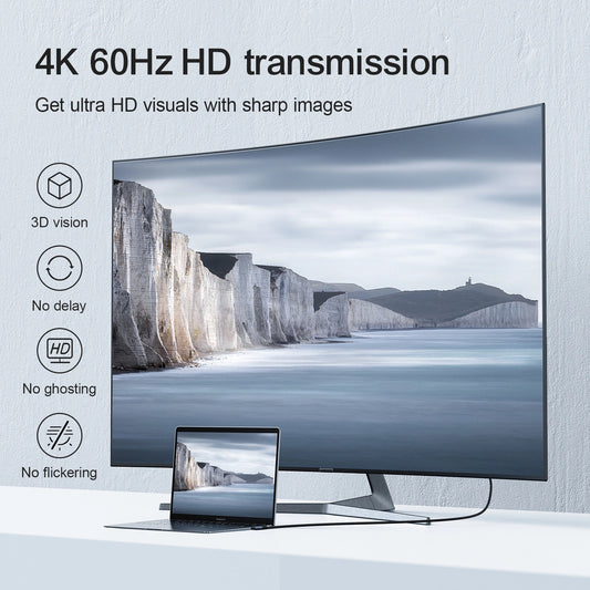 Audio- og videokabel USB-C - HDMI Joyroom SY-20C1 Angled, 2m, Grå
