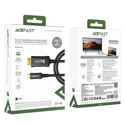 Audio- og videokabel USB-C - HDMI Acefast C1-10, 1.8m, Svart