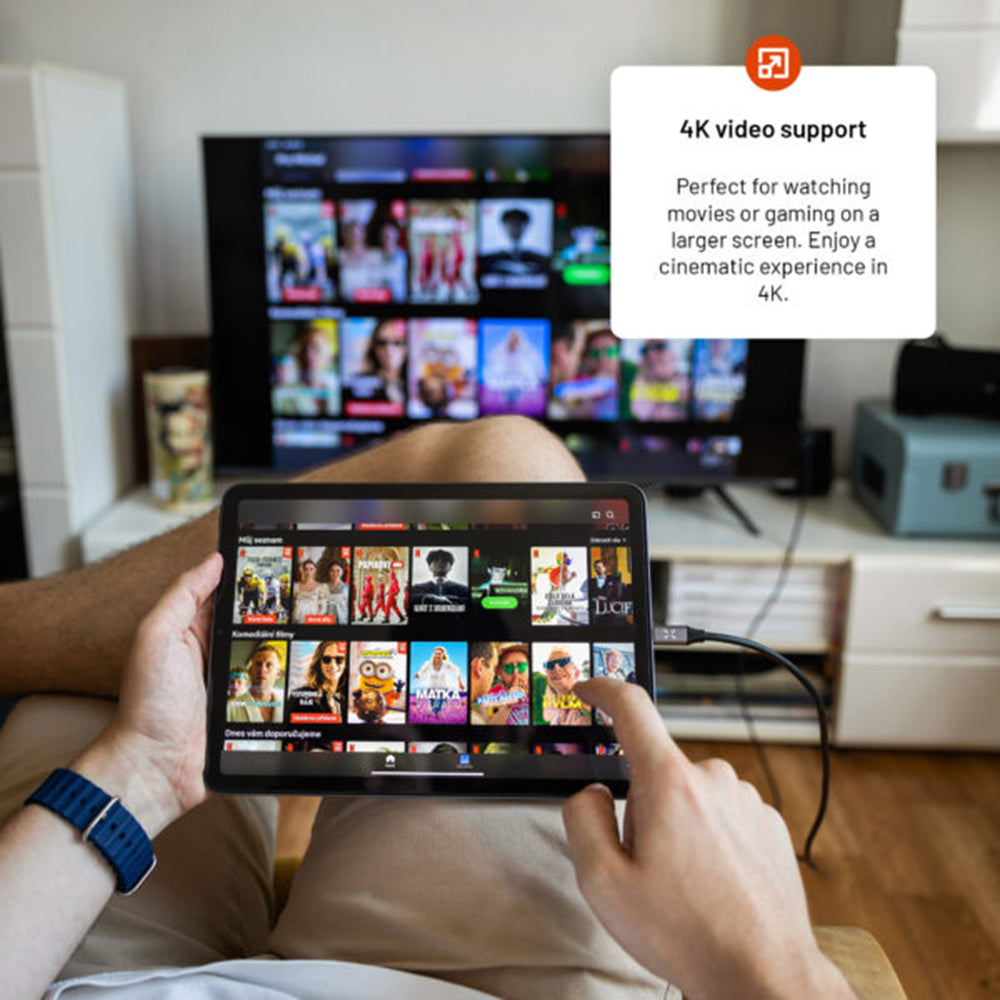 Audio- og videokabel USB-C - HDMI fast, 2m, grå