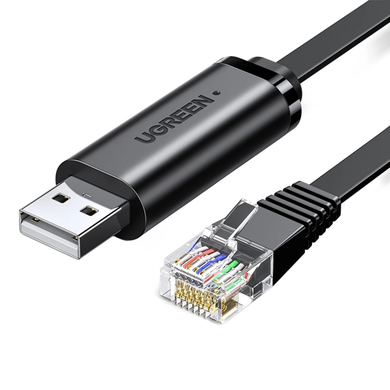 UGREEN CM204 USB-konsollkabel, RJ45, 3m, svart, forseglet