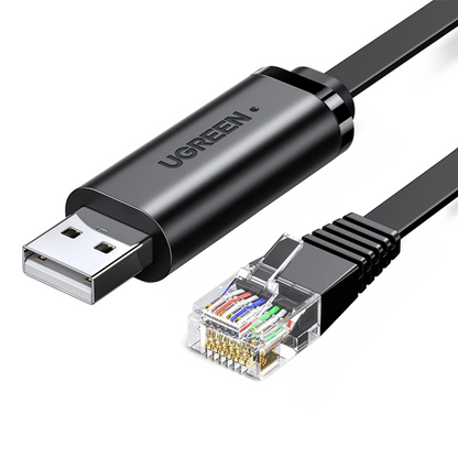 UGREEN CM204 USB-konsollkabel, RJ45, 3m, svart, forseglet