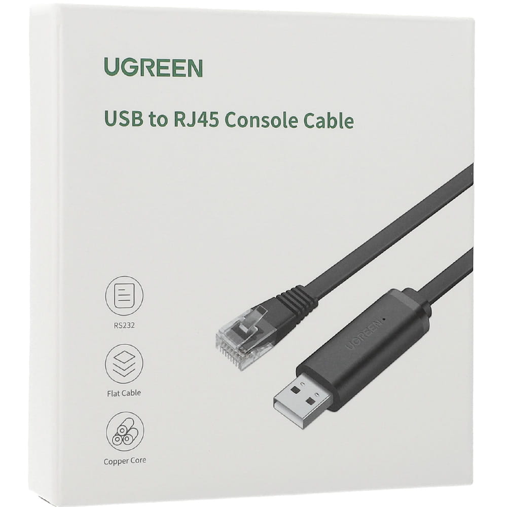 UGREEN CM204 USB-konsollkabel, RJ45, 3m, svart, forseglet