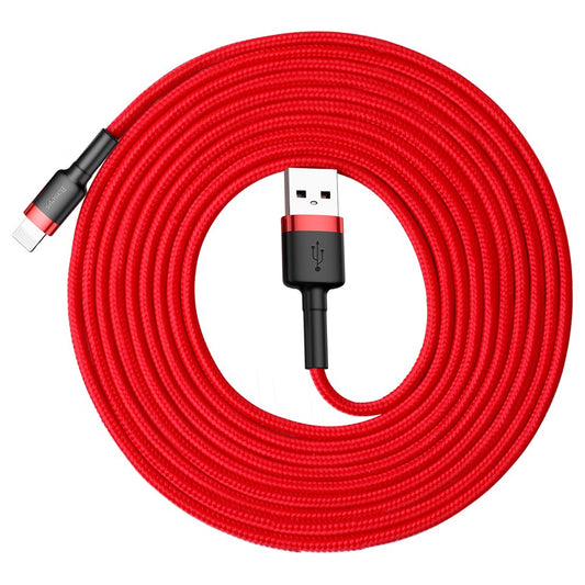 USB-A - Lightning Baseus Cafule data- og ladekabel, 18W, 3m, Rød CALKLF-R09