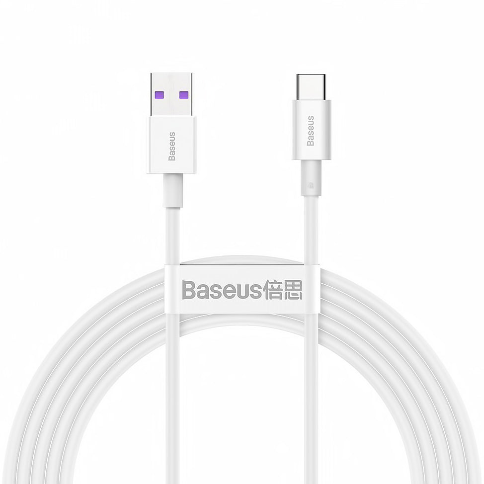 Data- og ladekabel USB-A - USB-C Baseus Superior Series, 66 W, 2 m, hvit CATYS-A02