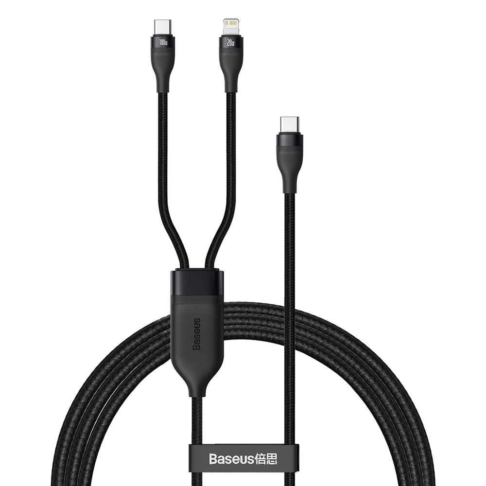 USB-C - Lightning / USB-C Baseus Flash Series 2in1, 100W, 1.2m, Svart CA1T2-F01