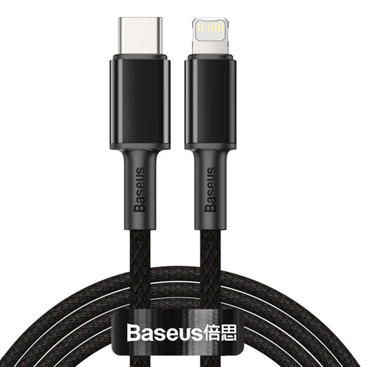 USB-C til Lightning data- og ladekabel Baseus High Density flettet, 20W, 2m, svart CATLGD-A01