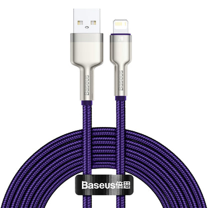 USB-A - Lightning Baseus Cafule Metal Series data- og ladekabel, 18W, 2m, Lilla CALJK-B05