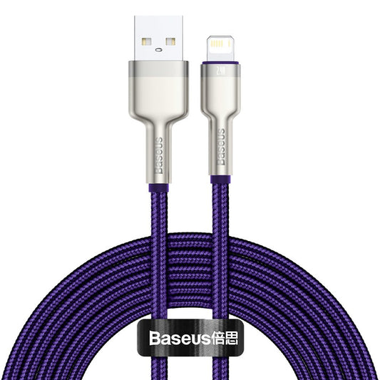 USB-A - Lightning Baseus Cafule Metal Series data- og ladekabel, 18W, 2m, Lilla CALJK-B05