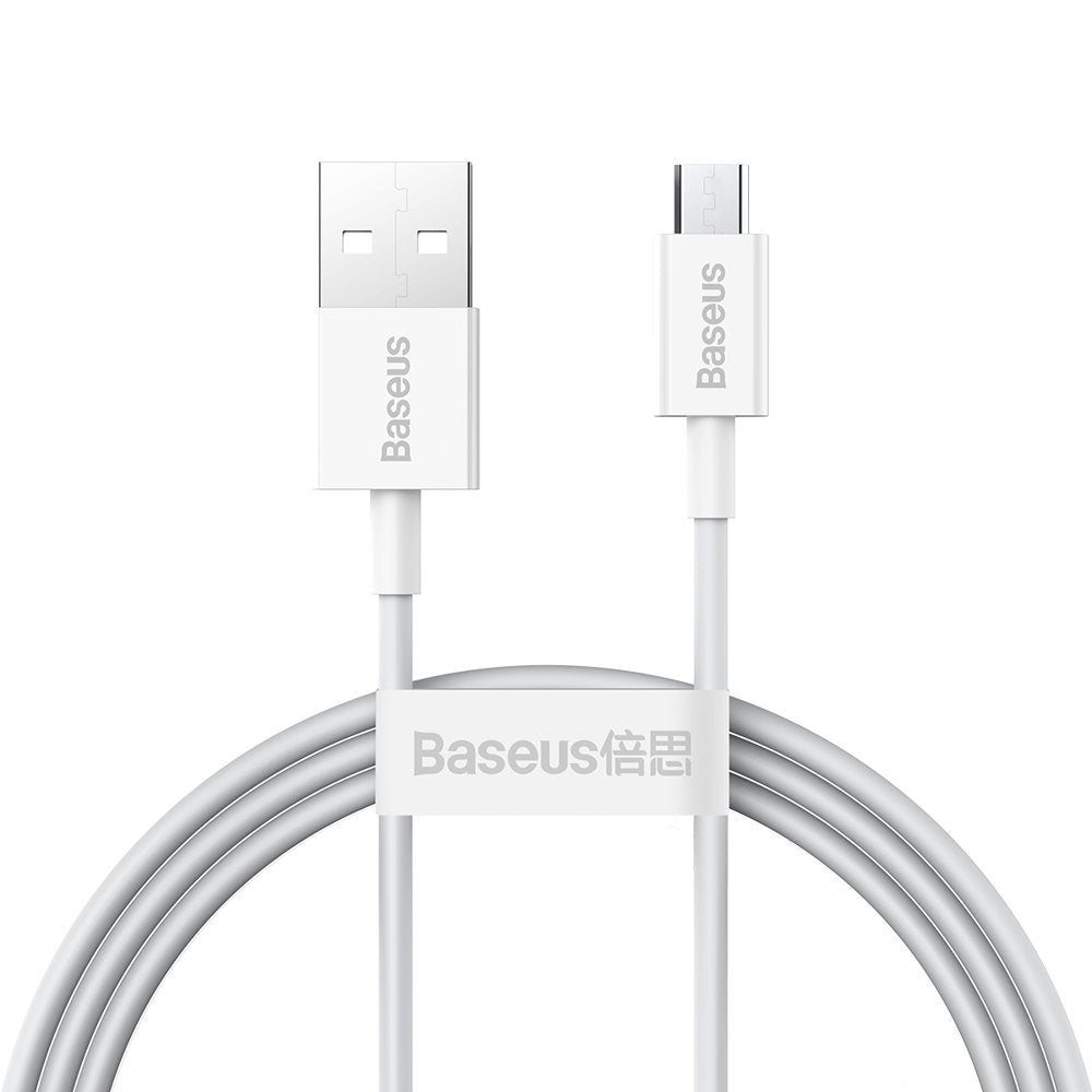 USB-A - microUSB Baseus Superior Series data- og ladekabel, 18W, 2m, Hvit CAMYS-A02